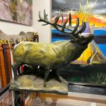bronze statue of a bull elk