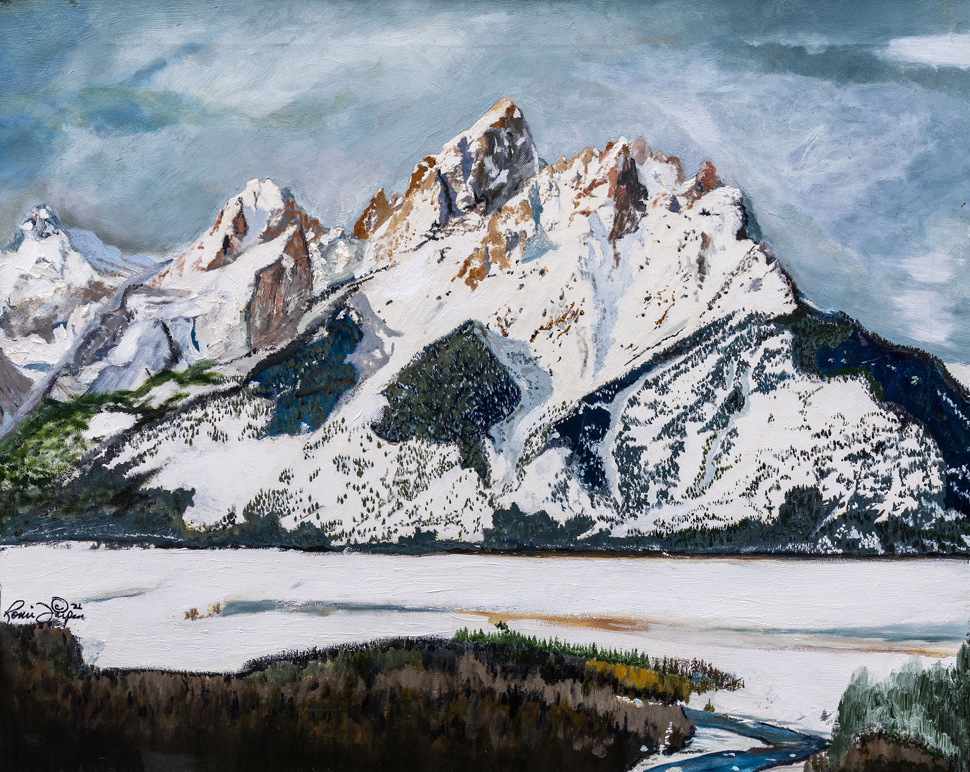 painting of Mount Moran overlook