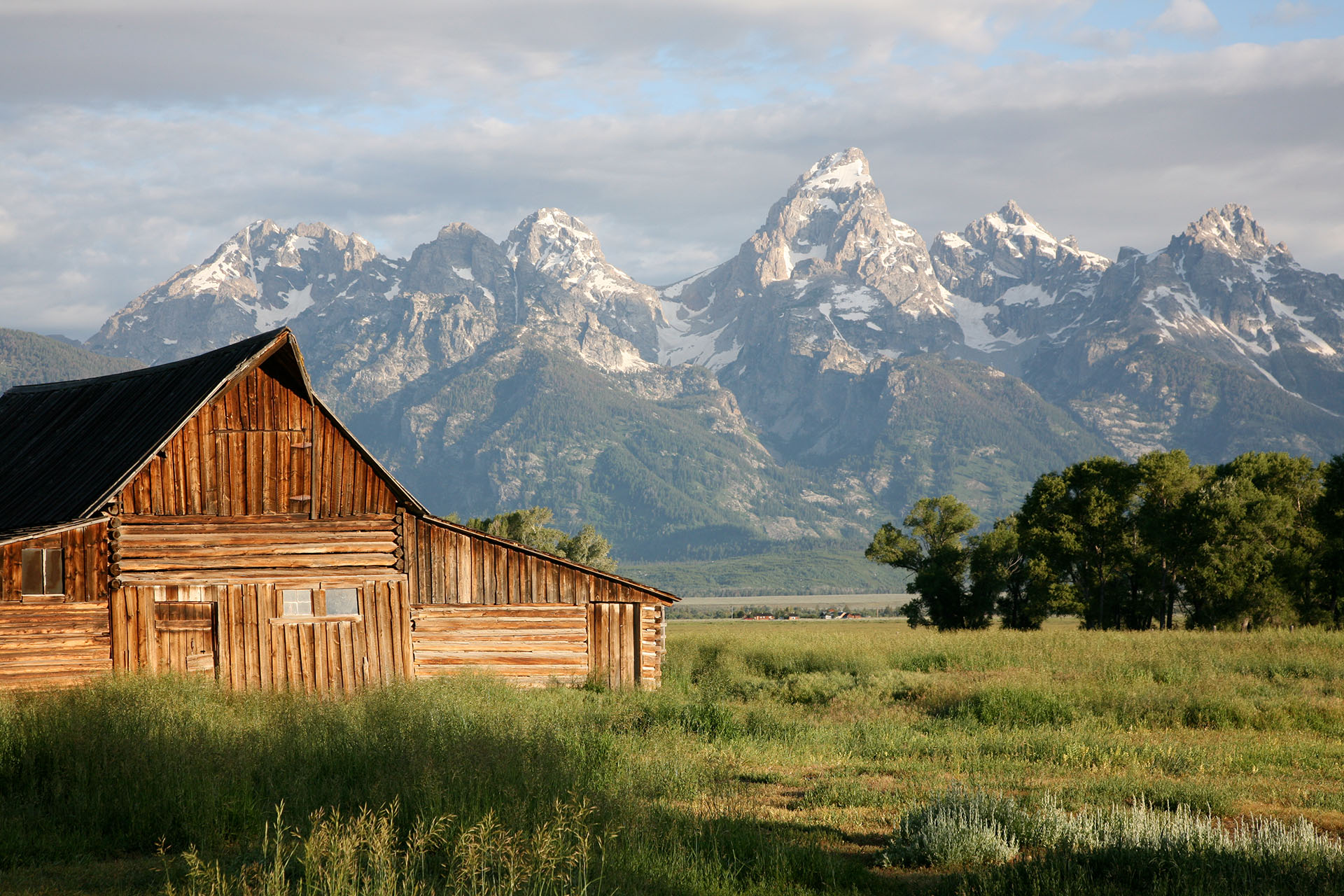 Mormon Row barn with Teton mountains in background