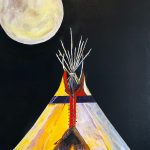 painting of tipi and moon